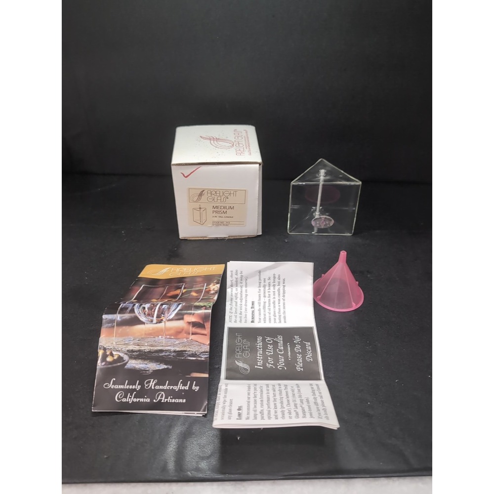Firelight Glass 3" Medium Prism Candle,‎ Triangle Candle, Prism Oil Lamp, Decor